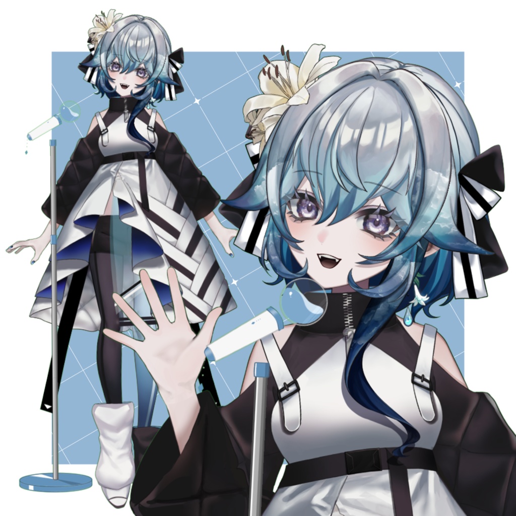 【Live2D】動いて光るカスタムマイク素材