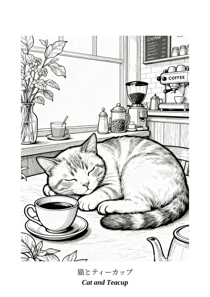 癒しの猫たちの塗り絵カフェ