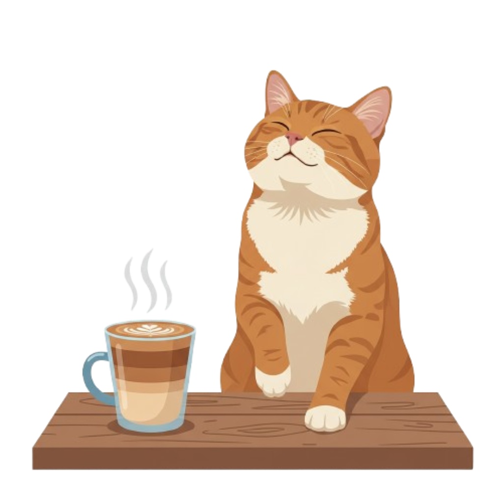 大人カフェと猫のクリップアートセット(20点)