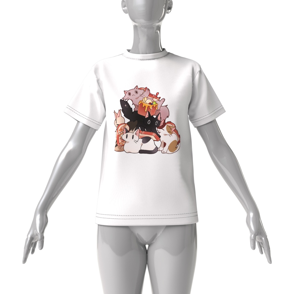 猫バタわちゃTシャツ