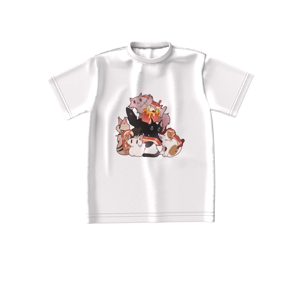 猫バタわちゃTシャツ