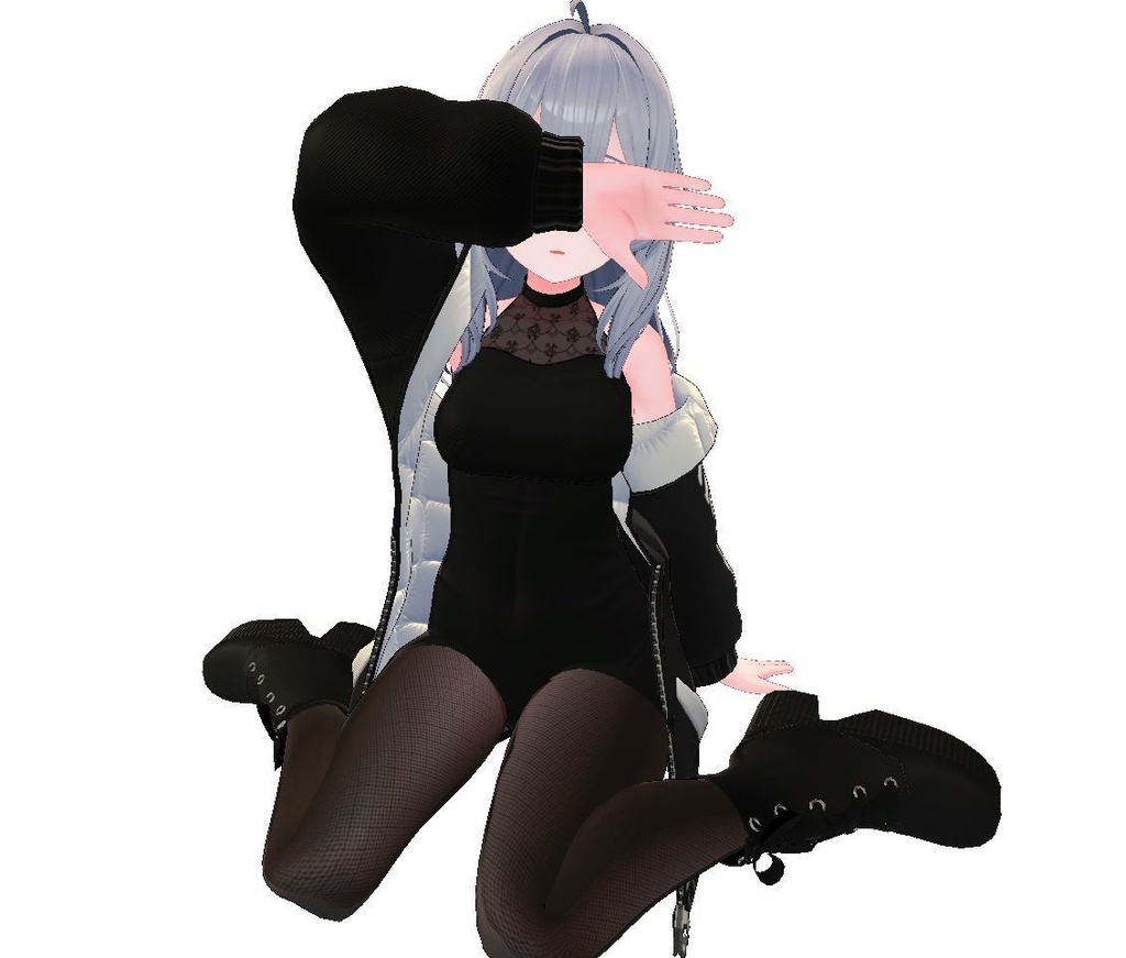 【無料】手で目を隠す健全ポーズ~立ち・座り(表情有・無)