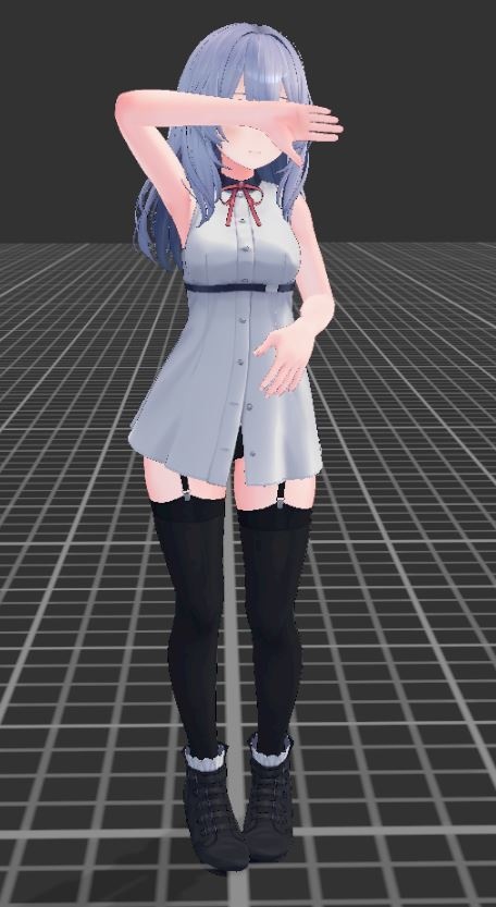 【無料】手で目を隠す健全ポーズ~立ち・座り(表情有・無)