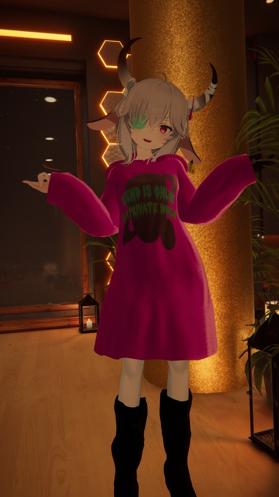 【ウユ用衣装】ゆるだぼパーカー(ウサ耳付き) ~テクスチャ17種~