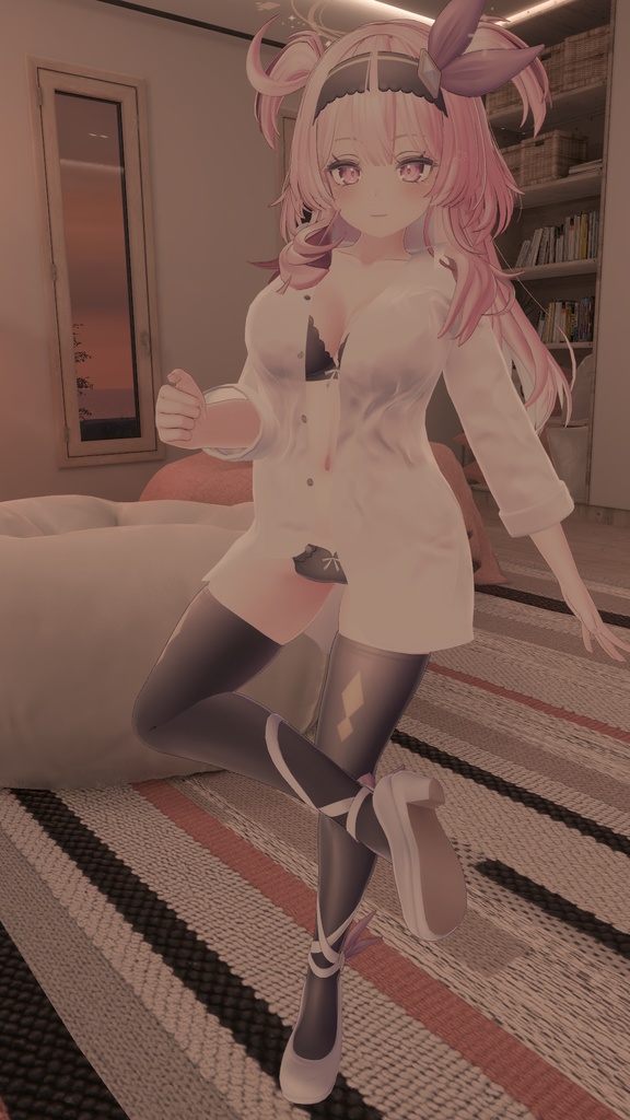 【セレスティア用衣装】寝起きシャツ - Sleepover front-opening shirt -