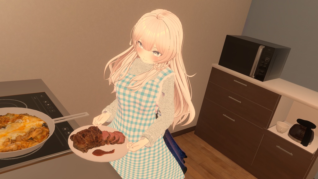 【複数アバター対応】新婚の新妻が着てそうな服 -エプロン・裸エプロン付き-