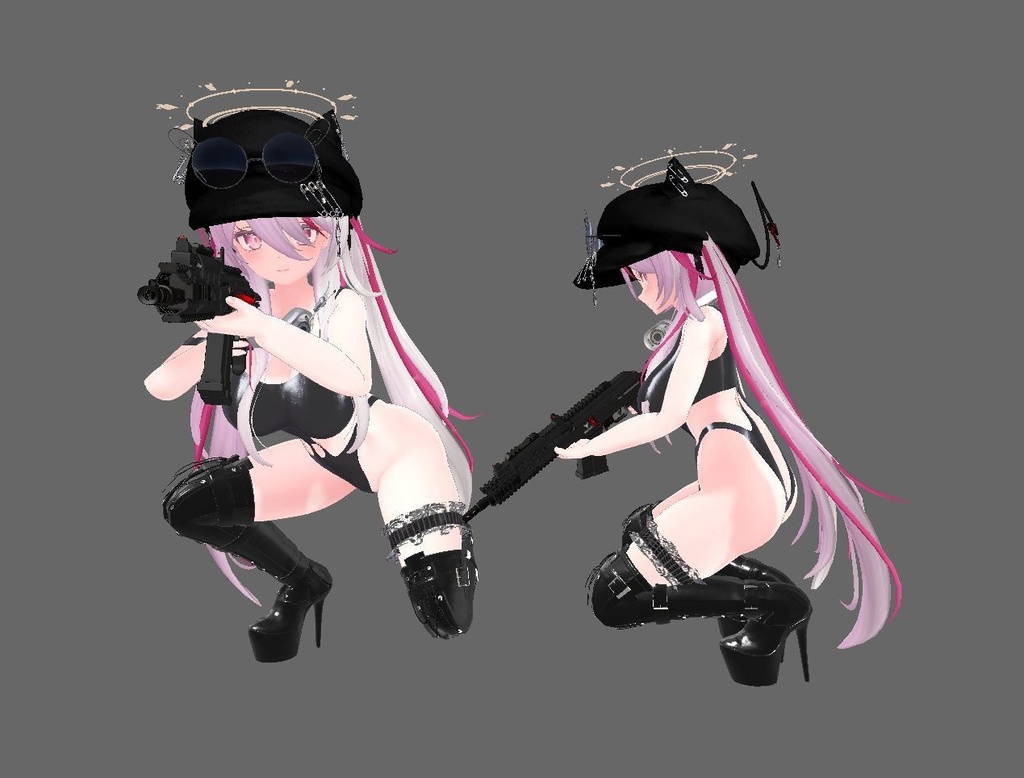 【無料】話題の背中と尻で魅せる某ガンゲームのポーズ①~射撃時の揺れアニメーション付き