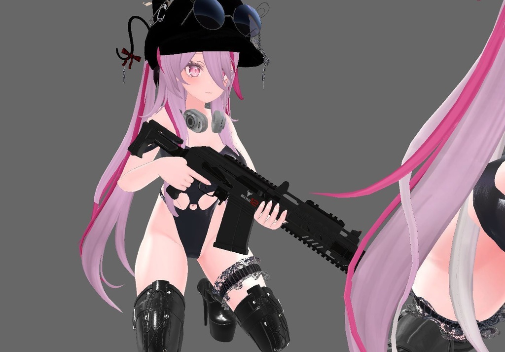 【無料】話題の背中と尻で魅せる某ガンゲームのポーズ①~射撃時の揺れアニメーション付き