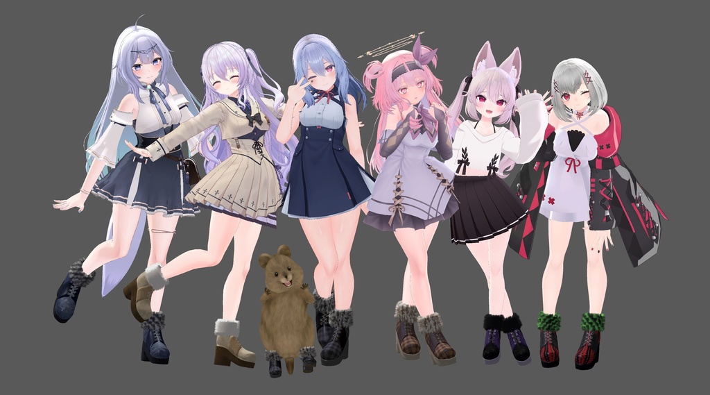 複数アバター調整済み【衣装作るついでに作ったショートブーツ】