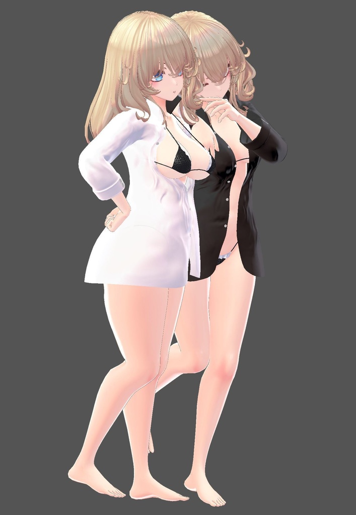 【FLASTOREアバター用衣装】寝起きシャツ - Sleepover front-opening shirt - 【Bodyset2対応】