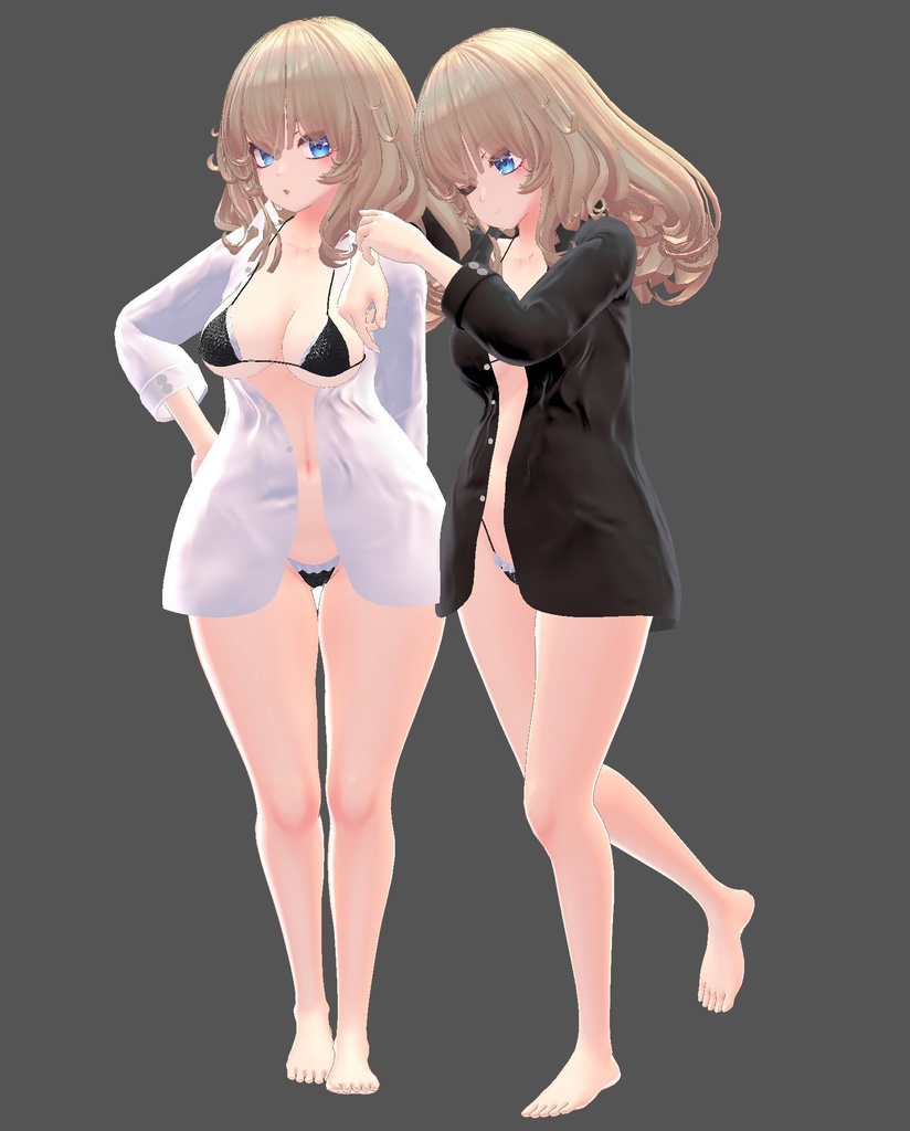 【FLASTOREアバター用衣装】寝起きシャツ - Sleepover front-opening shirt - 【Bodyset2対応】