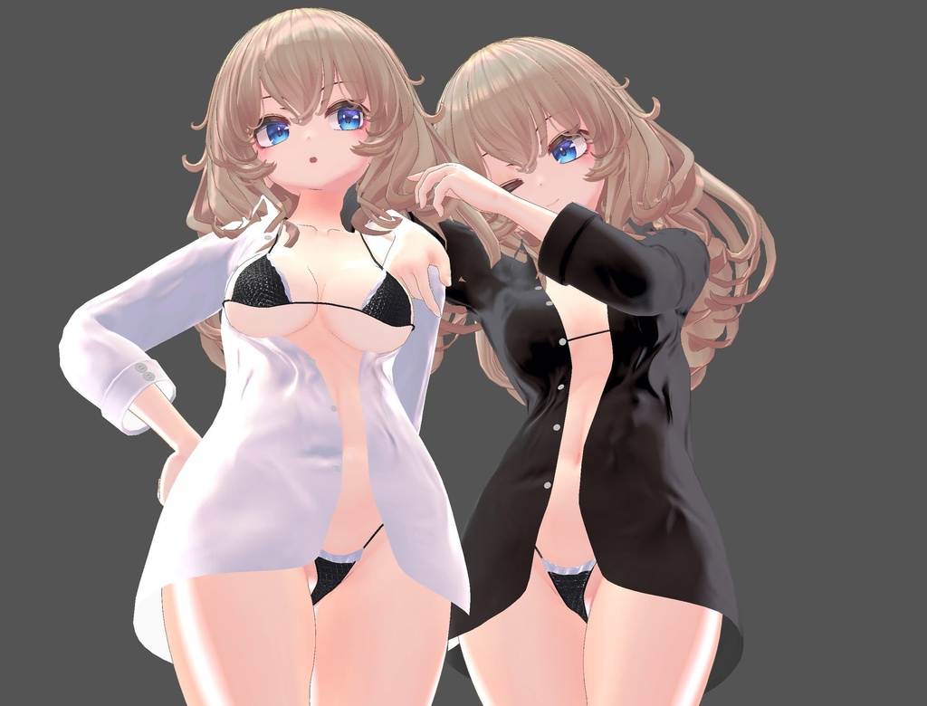 【FLASTOREアバター用衣装】寝起きシャツ - Sleepover front-opening shirt - 【Bodyset2対応】