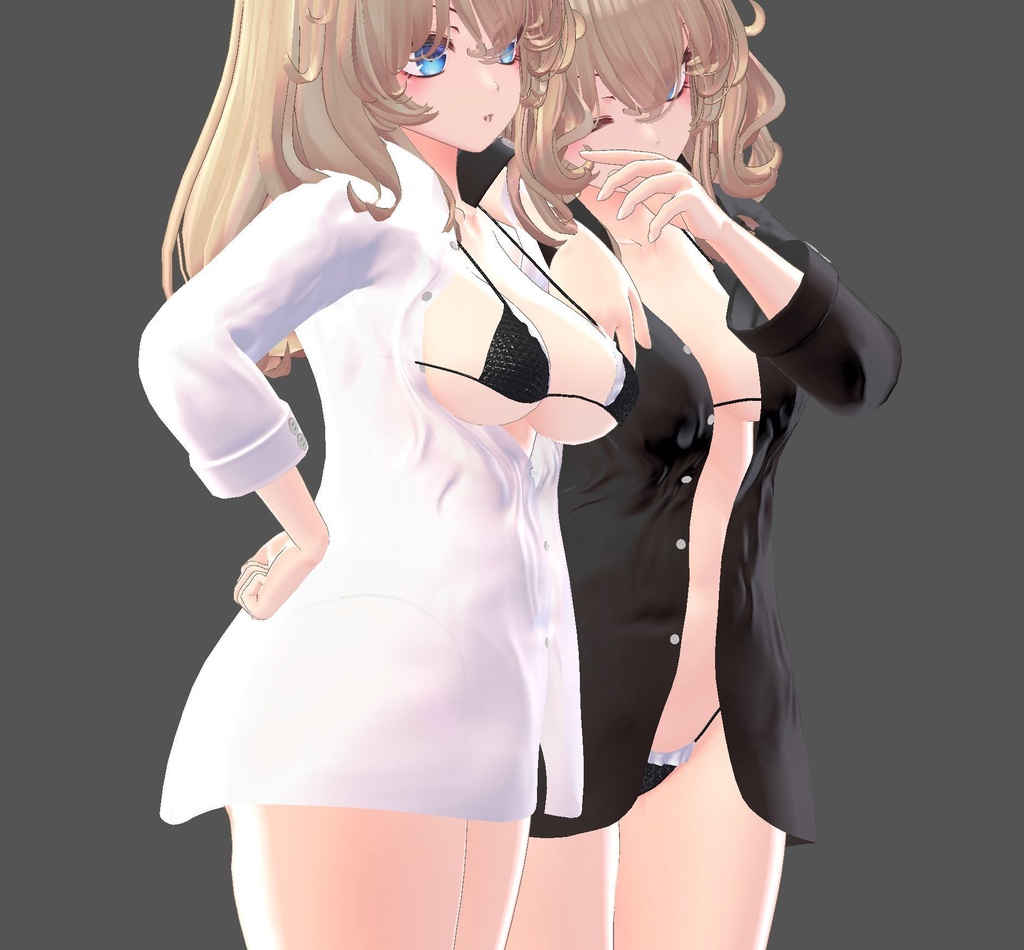 【FLASTOREアバター用衣装】寝起きシャツ - Sleepover front-opening shirt - 【Bodyset2対応】