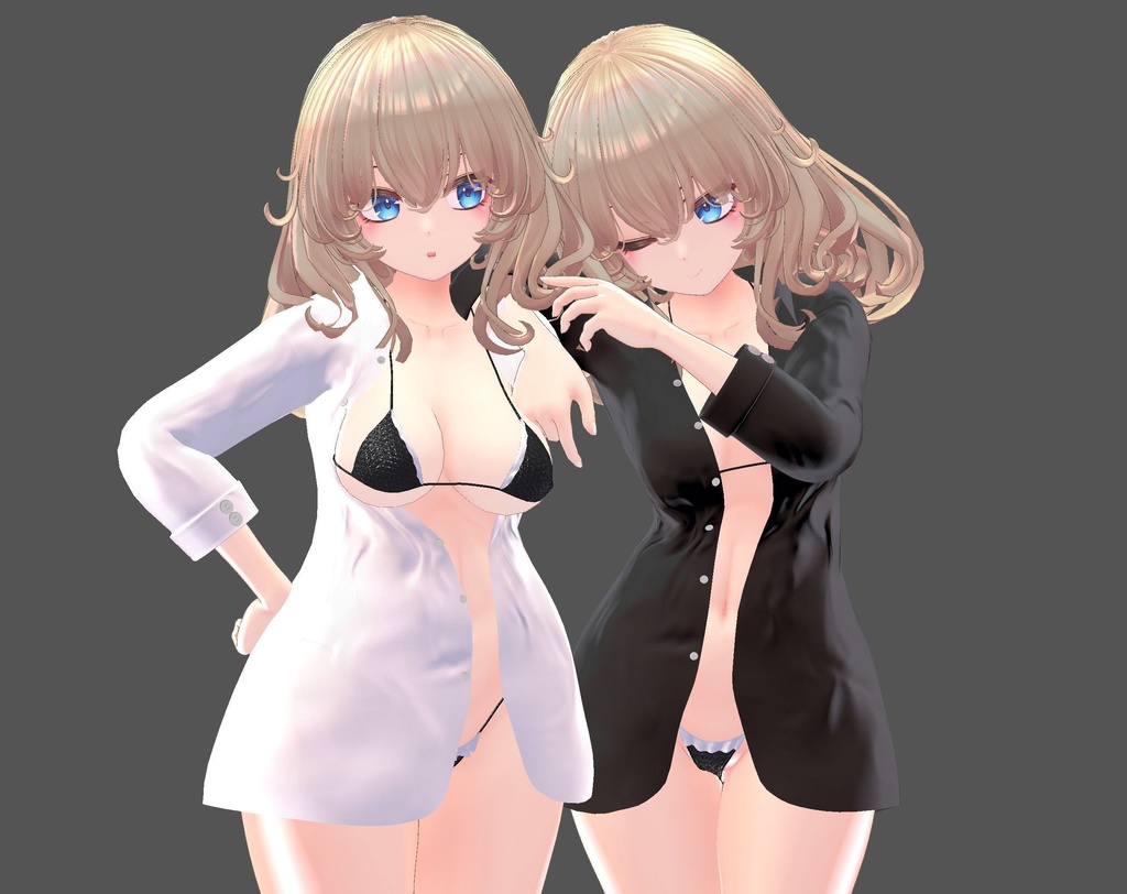 【FLASTOREアバター用衣装】寝起きシャツ - Sleepover front-opening shirt - 【Bodyset2対応】