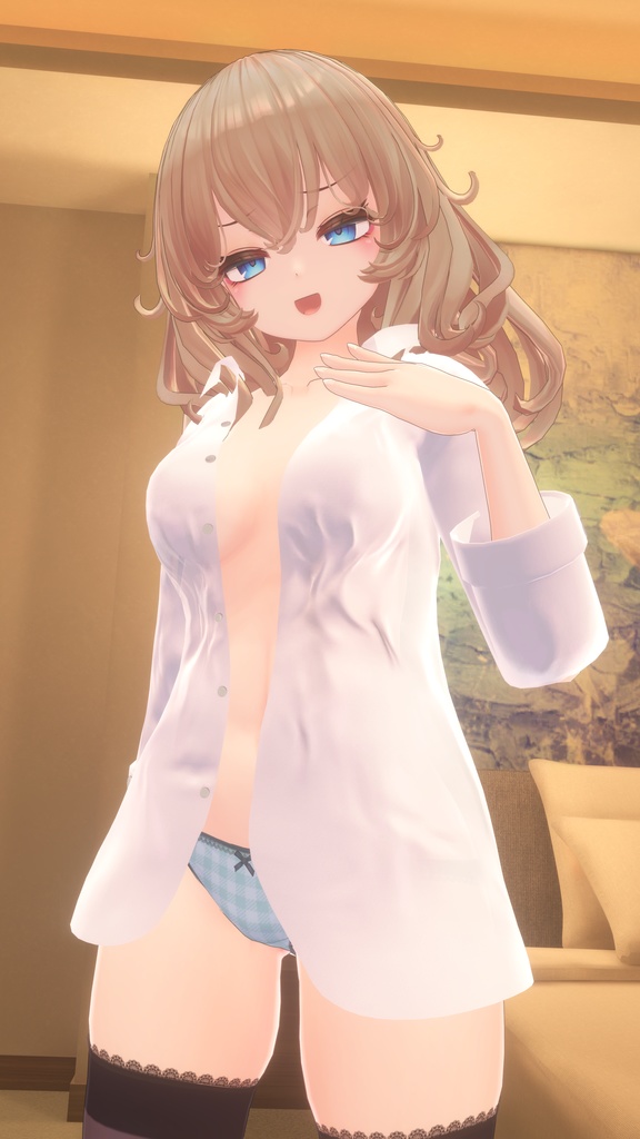 【FLASTOREアバター用衣装】寝起きシャツ - Sleepover front-opening shirt - 【Bodyset2対応】