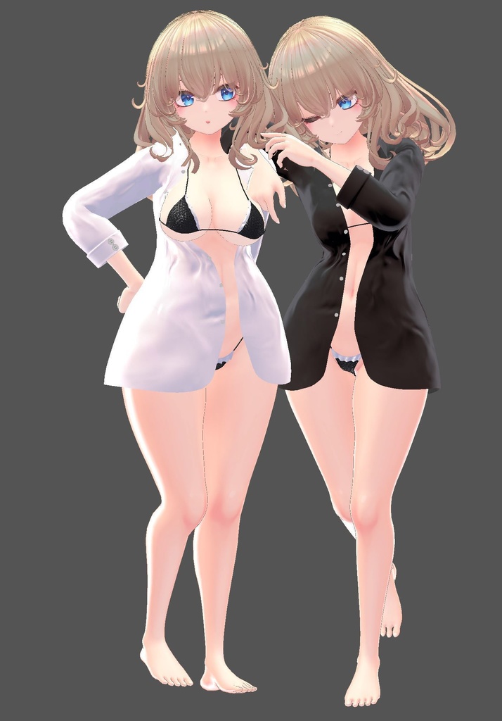 【FLASTOREアバター用衣装】寝起きシャツ - Sleepover front-opening shirt - 【Bodyset2対応】