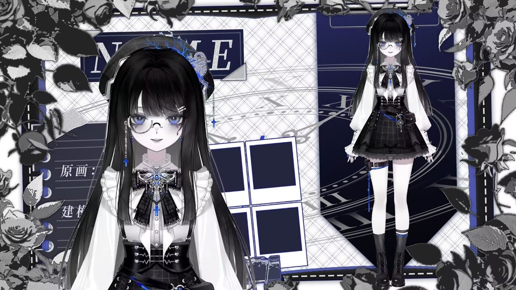 Live2dモデル / Premade Live2d Model / Dark Blue Goth Girl Vtuber Model