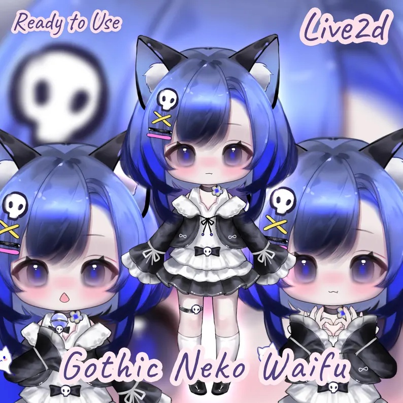 Live2dモデル / Premade Live2d Model / Vtuber Model / Gothic Neko Waifa