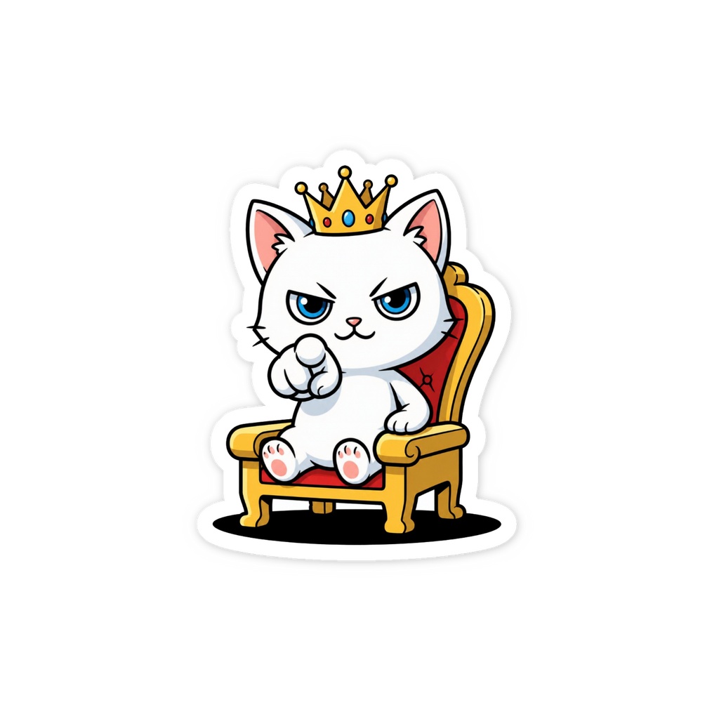 偉そうな王様こねこオリジナルステッカー