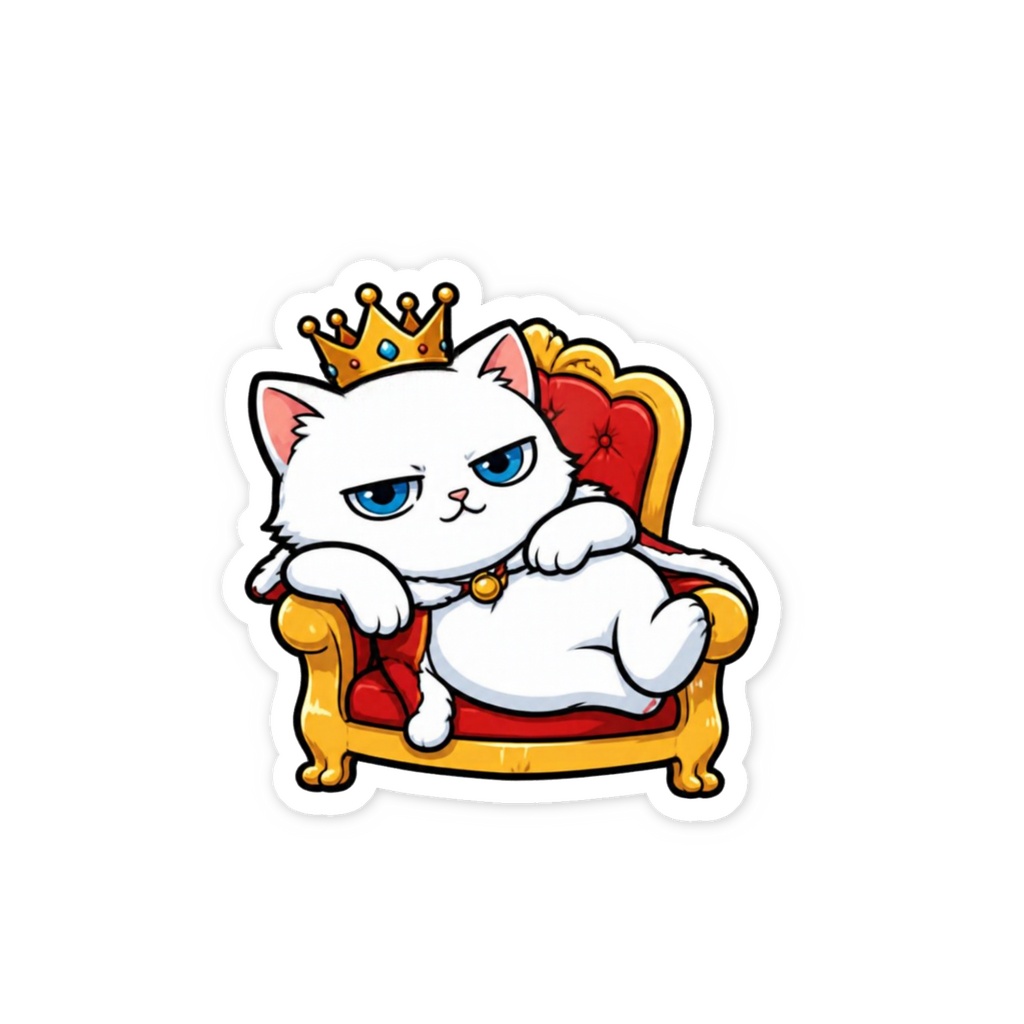偉そうな王様こねこオリジナルステッカー