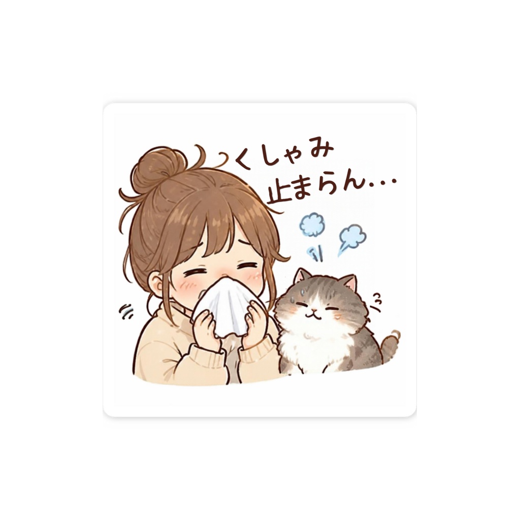 猫アレルギーだけど猫と暮らしてるオリジナルシール
