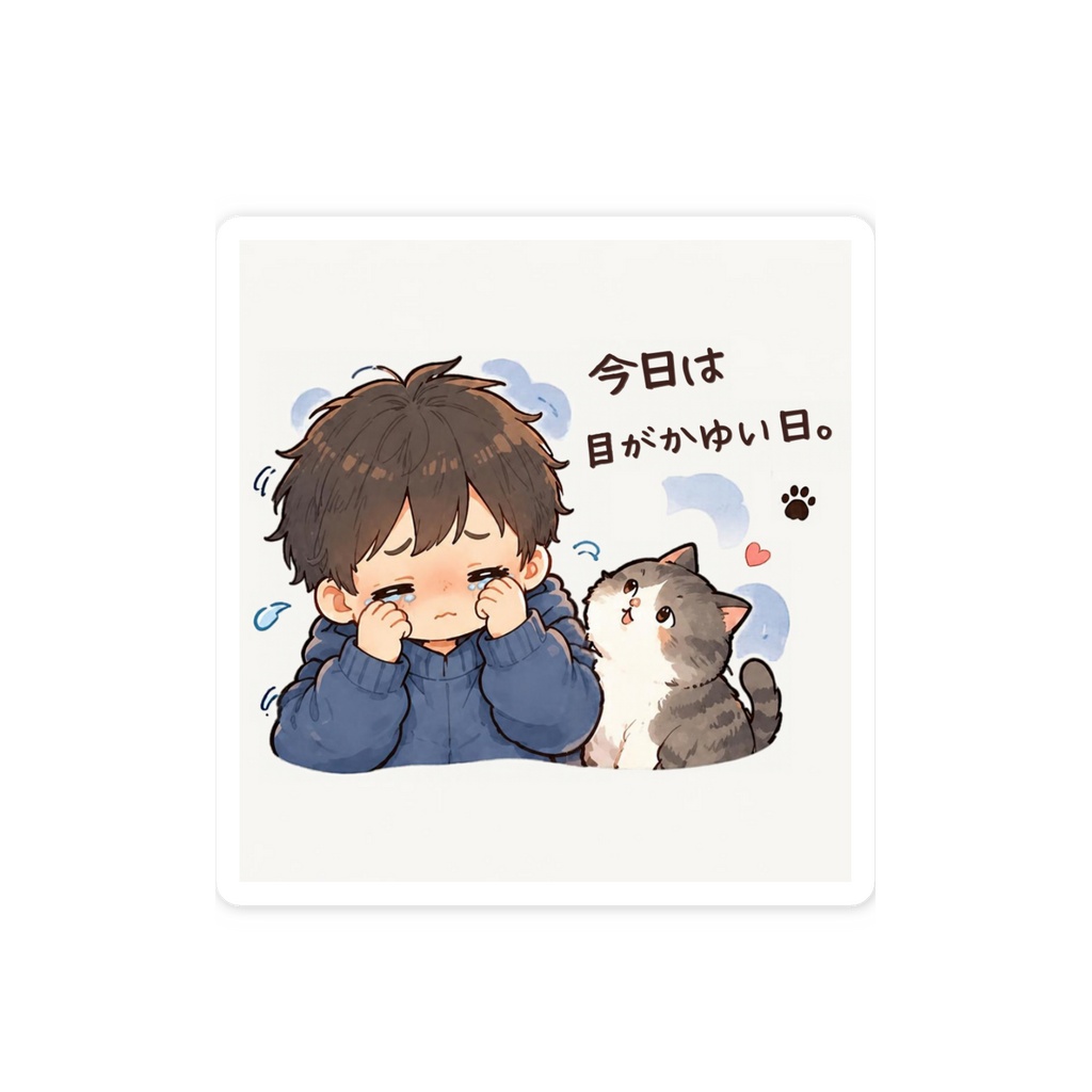 猫アレルギーだけど猫と暮らしているオリジナルステッカー