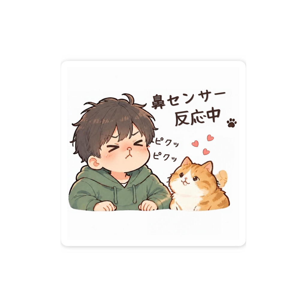 猫アレルギーなのに猫と暮らしてるオリジナルステッカー