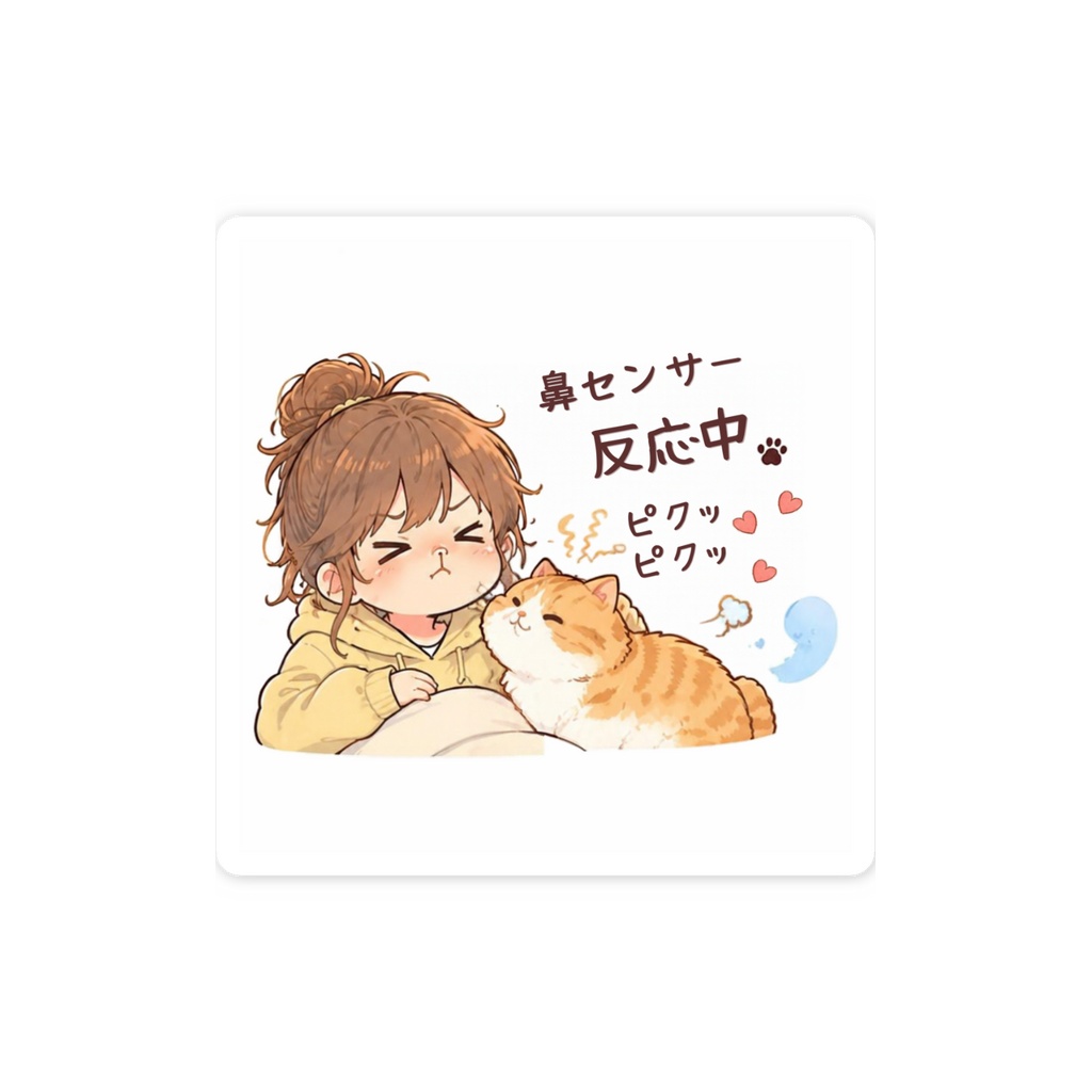 猫アレルギーなのに猫と暮らしてるオリジナルステッカー
