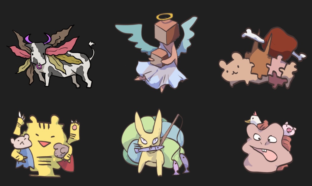 【イラスト素材】ゆるいかんじのタッチのモンスターグラフィック全23種