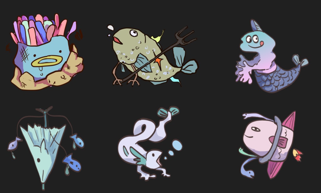 【イラスト素材】ゆるいかんじのタッチのモンスターグラフィック全23種