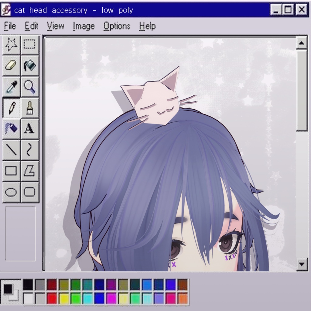 「ローポリゴンの猫」 low poly cat accessory 𑣲 ヘアアクセサリー