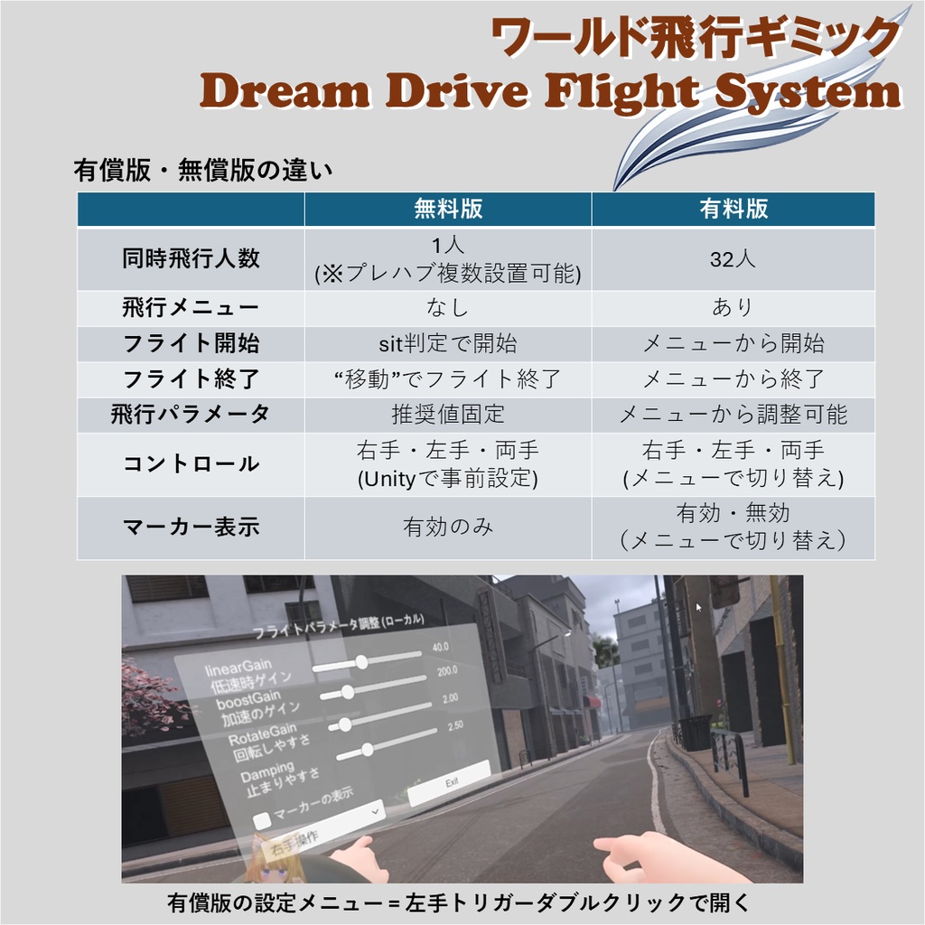 Dream Drive Flight System for VRChat (Quest対応) | ワールド用飛行ギミック