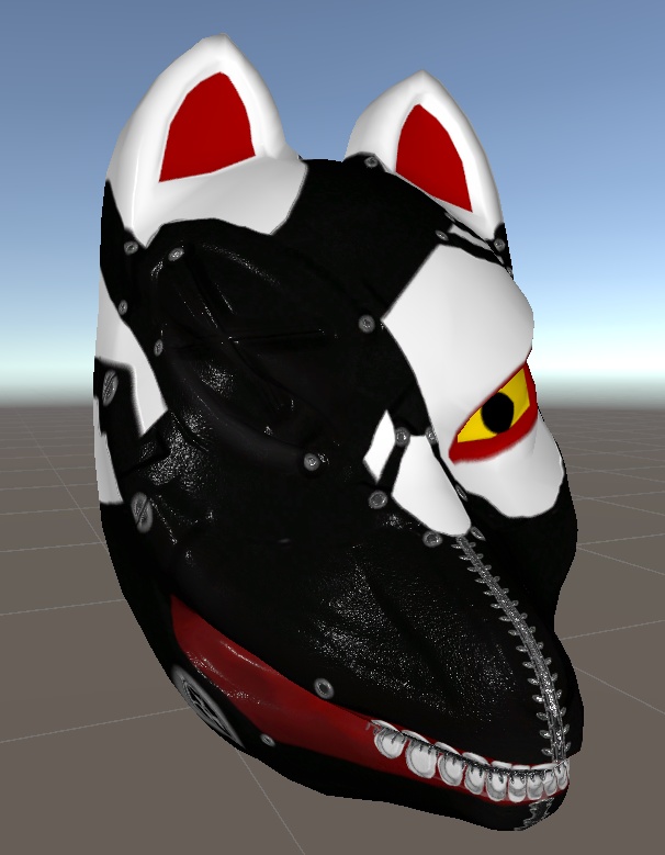 狐面 3Dモデル アニメ風模様 (Fox Mask 3D Model – Anime-style Pattern)