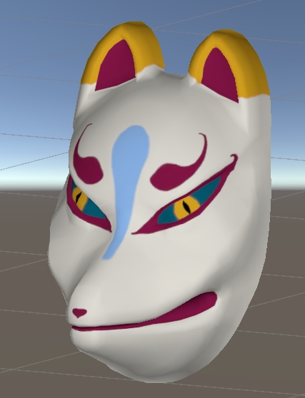 狐面 3Dモデル アニメ風模様 (Fox Mask 3D Model – Anime-style Pattern)
