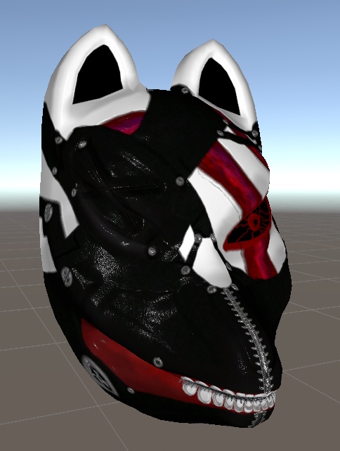 狐面 3Dモデル アニメ風模様 (Fox Mask 3D Model – Anime-style Pattern)