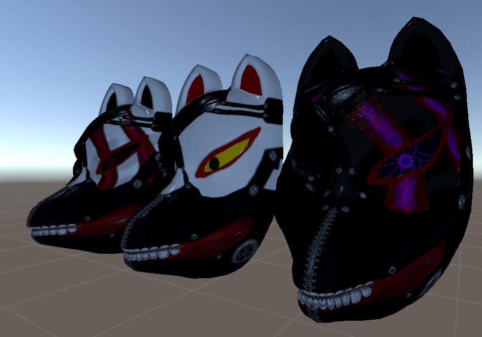 狐面 3Dモデル アニメ風模様 (Fox Mask 3D Model – Anime-style Pattern)