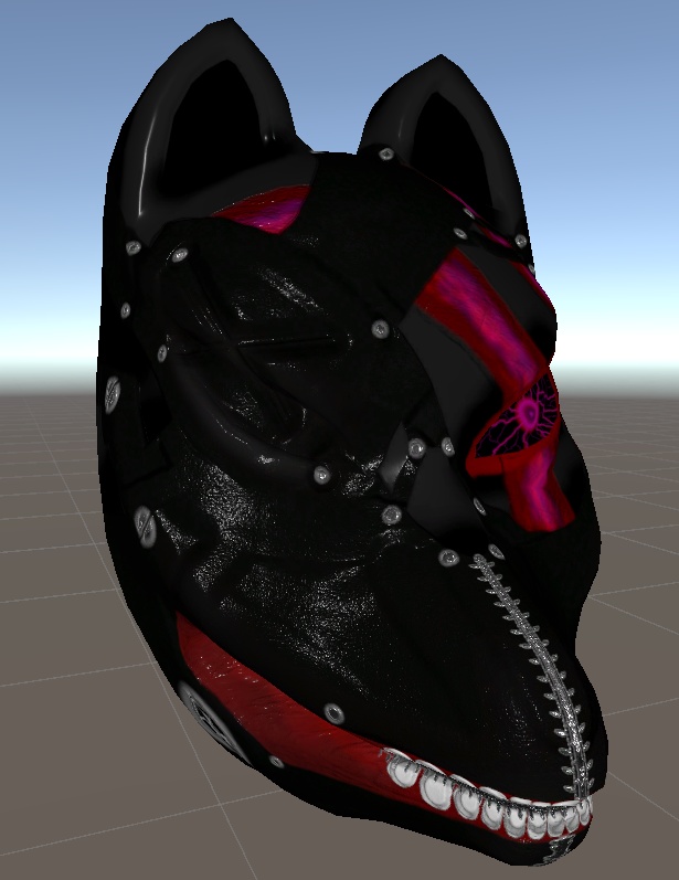 狐面 3Dモデル アニメ風模様 (Fox Mask 3D Model – Anime-style Pattern)