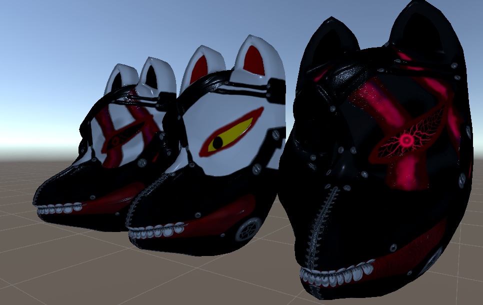 狐面 3Dモデル アニメ風模様 (Fox Mask 3D Model – Anime-style Pattern)