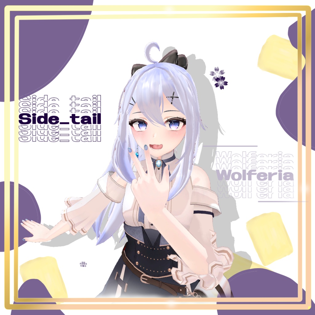 耳飾りが似合うりぼん付きのside_tail -dynamic bone 設定済み-