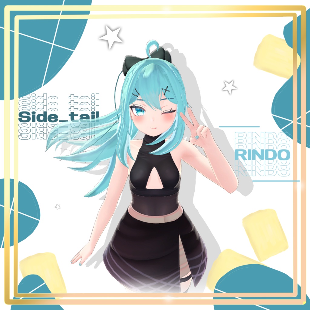 耳飾りが似合うりぼん付きのside_tail -dynamic bone 設定済み-