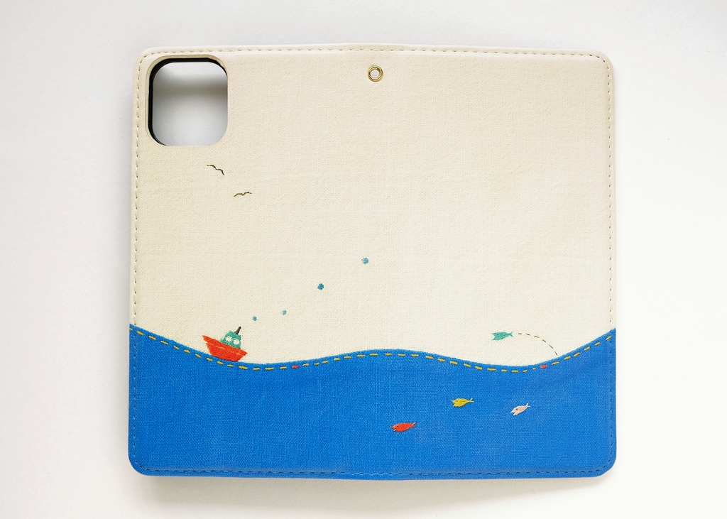 海にゆこうよ! 手帳型スマホケース ベルトなし 【 海 夏 ストラップホール iPhone 】