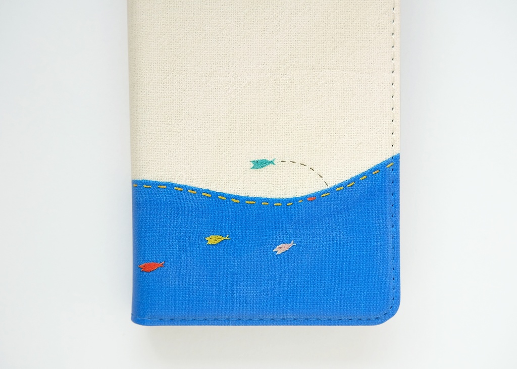 海にゆこうよ! 手帳型スマホケース ベルトなし 【 海 夏 ストラップホール iPhone 】