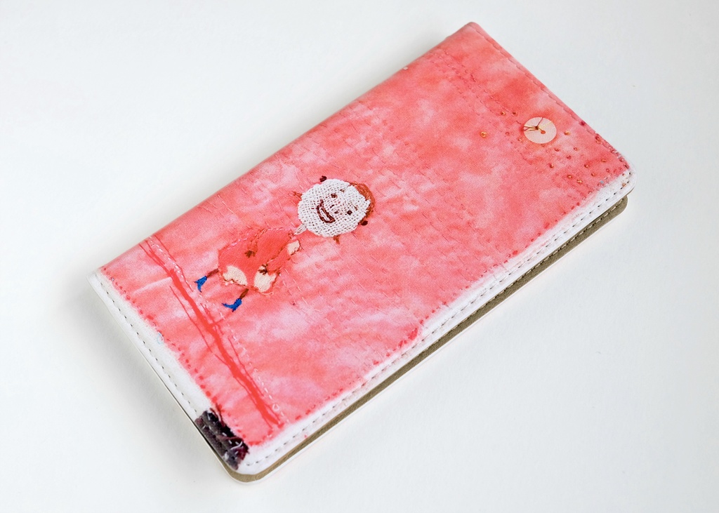 にこにこ 手帳型スマホケース ベルトなし 【 ピンク ストラップホール iPhone 】