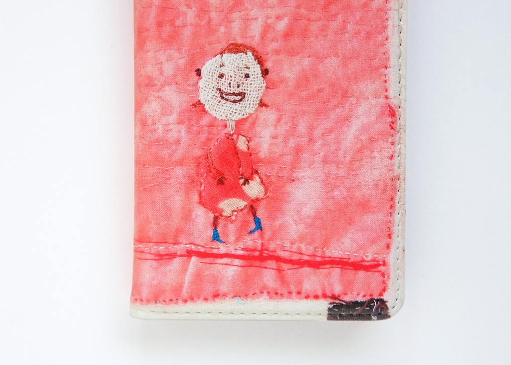 にこにこ 手帳型スマホケース ベルトなし 【 ピンク ストラップホール iPhone 】