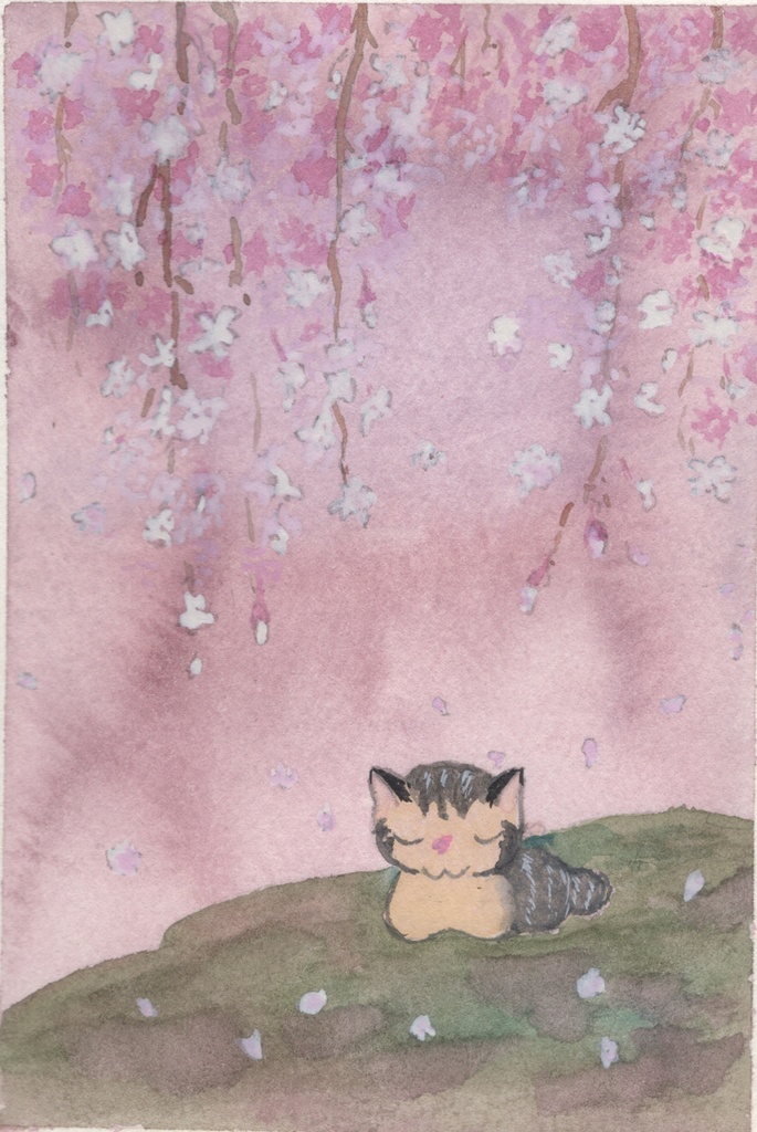 顔彩「桜の下」