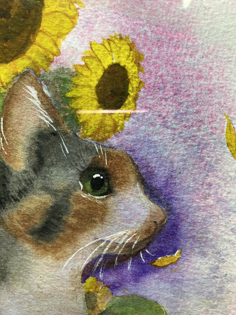 イラスト原画「夏の香り」(顔彩、水彩ガッシュ)