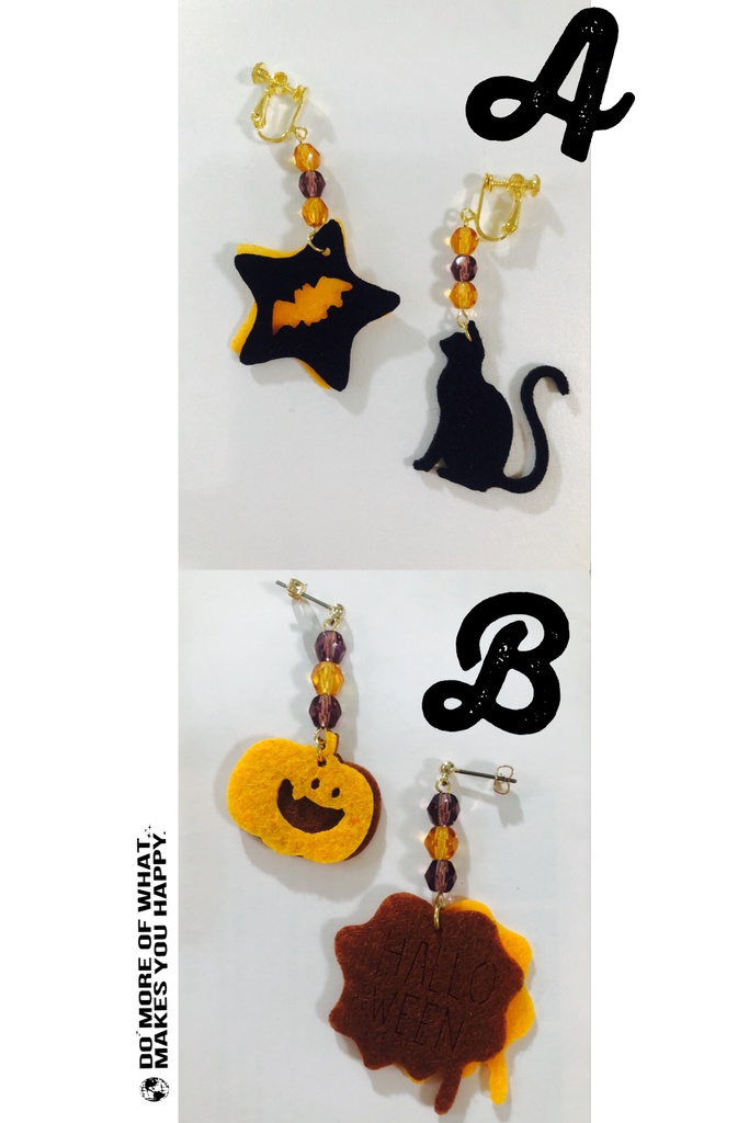 【オリジナル】ハロウィンなフェルト耳飾り