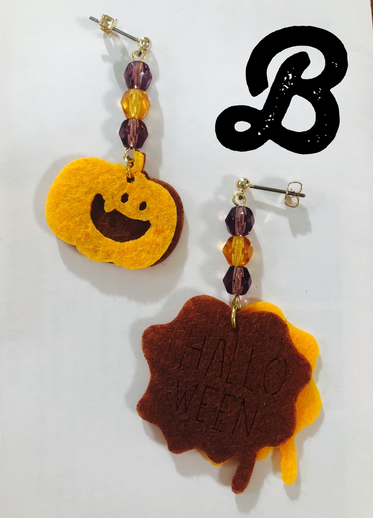 【オリジナル】ハロウィンなフェルト耳飾り