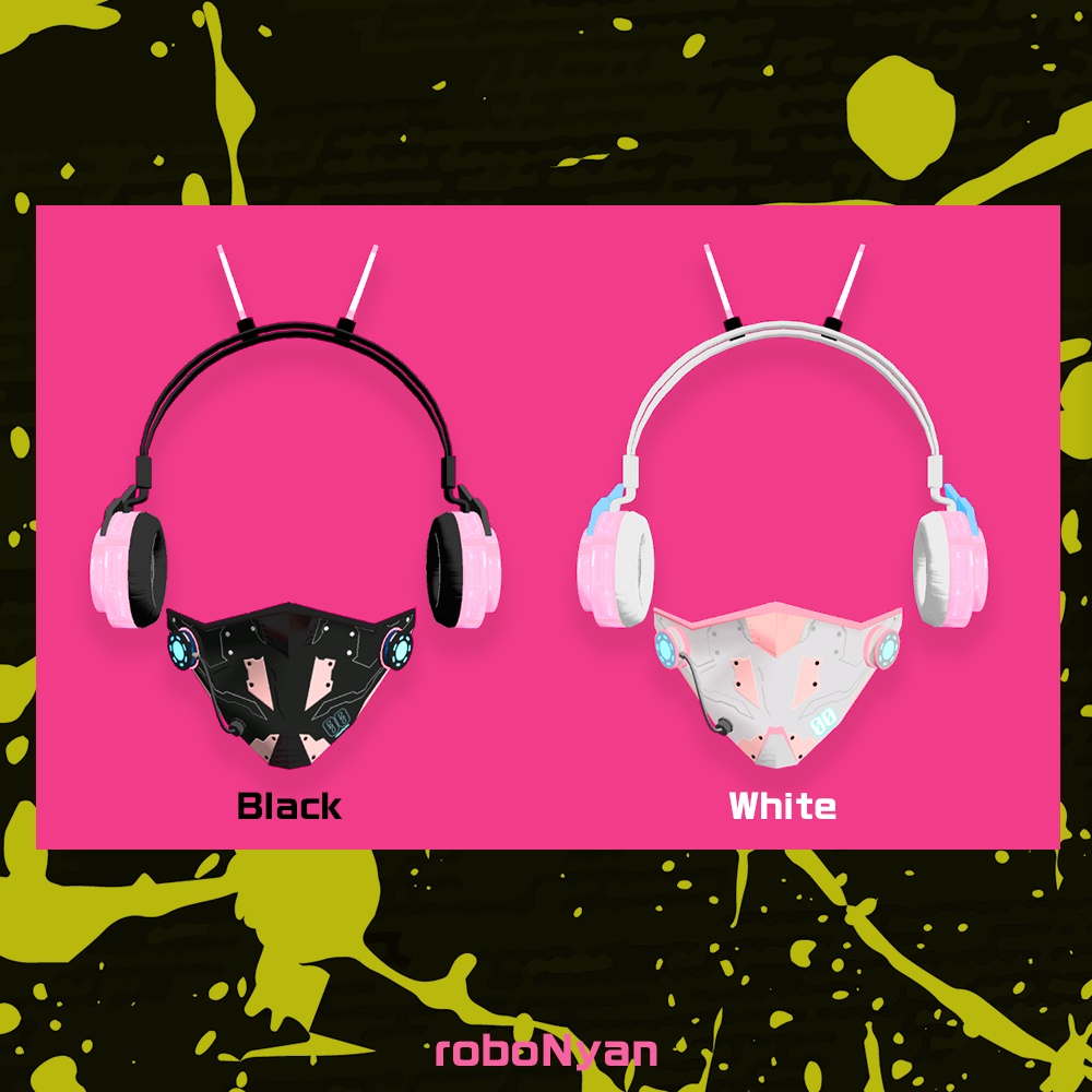 ♡Xフォロワー限定無料配布♡サイバーパンクスタイルマスク&ヘッドフォンセット for VRChat