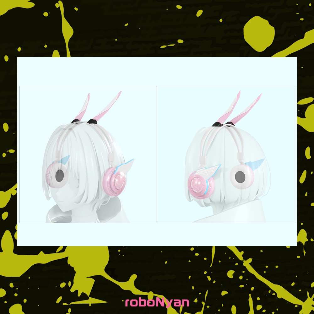 ♡Xフォロワー限定無料配布♡サイバーパンクスタイルマスク&ヘッドフォンセット for VRChat